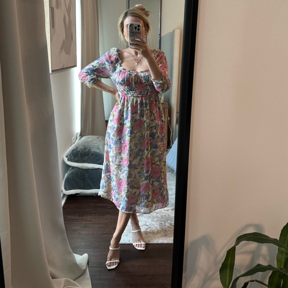 Pastel Floral Midi Dress - Picture 4 of 10